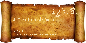 Őry Benjámin névjegykártya